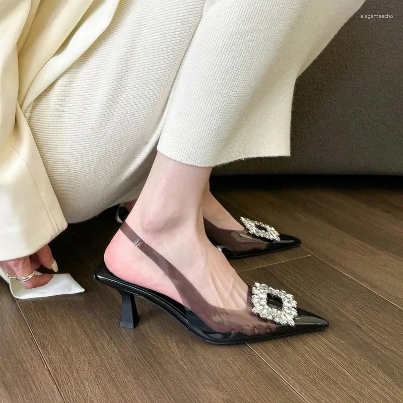 Dress Shoes 2024 Rhie Designer Women Sandals Summer Fashion Elegant Ladies Outdoor Leisure High Heel Crystal
