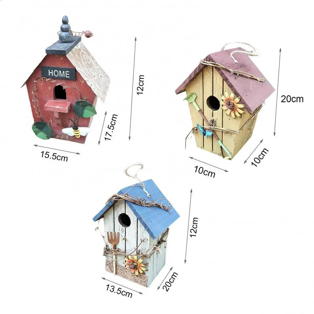 Bird House Birdcage Painting Outdoor Garden Yard Hanging Cottage Feeder Nest Crafts Birdhouse Pet Products Bird Accessories 240723