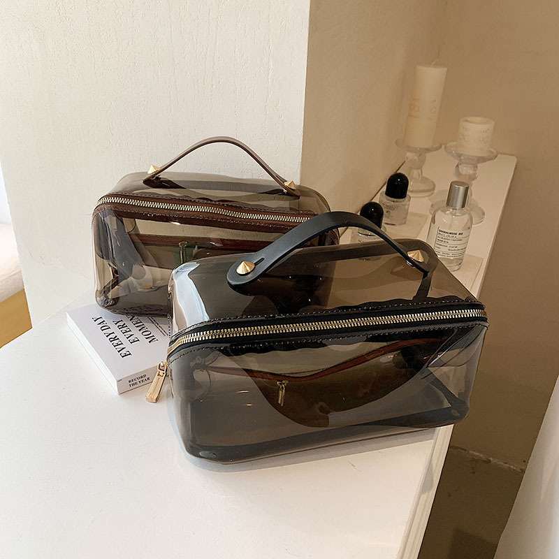 Tote bag 2024 Korean version of the handheld cosmetic bag female large-capacity fashion advanced sense of portable travel wash bag transparent storage