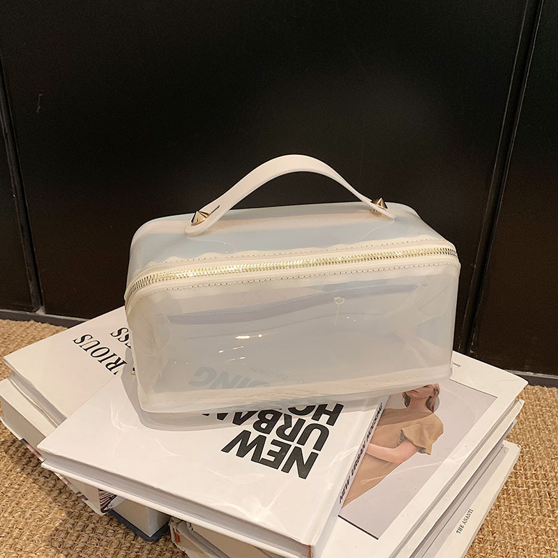Tote bag 2024 Korean version of the handheld cosmetic bag female large-capacity fashion advanced sense of portable travel wash bag transparent storage
