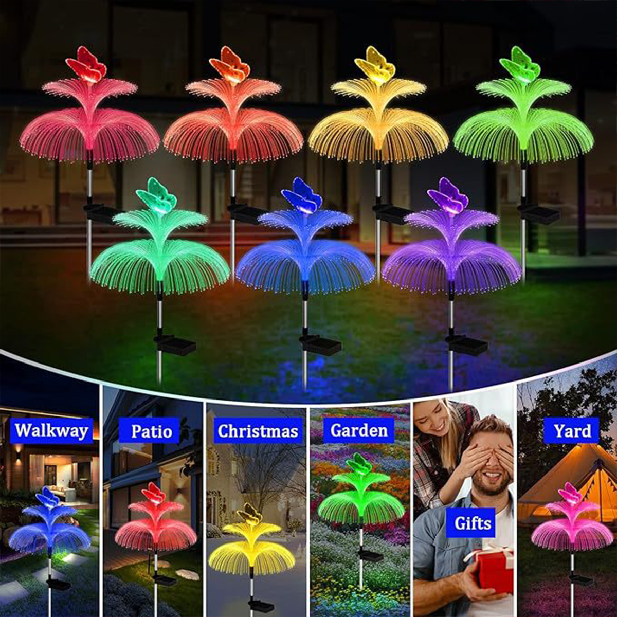 Solar Butterfly Jellyfish Star Moon Christmas Tree Garden Lawn Lights Patio Lights Landscape Lights Decorative Lights