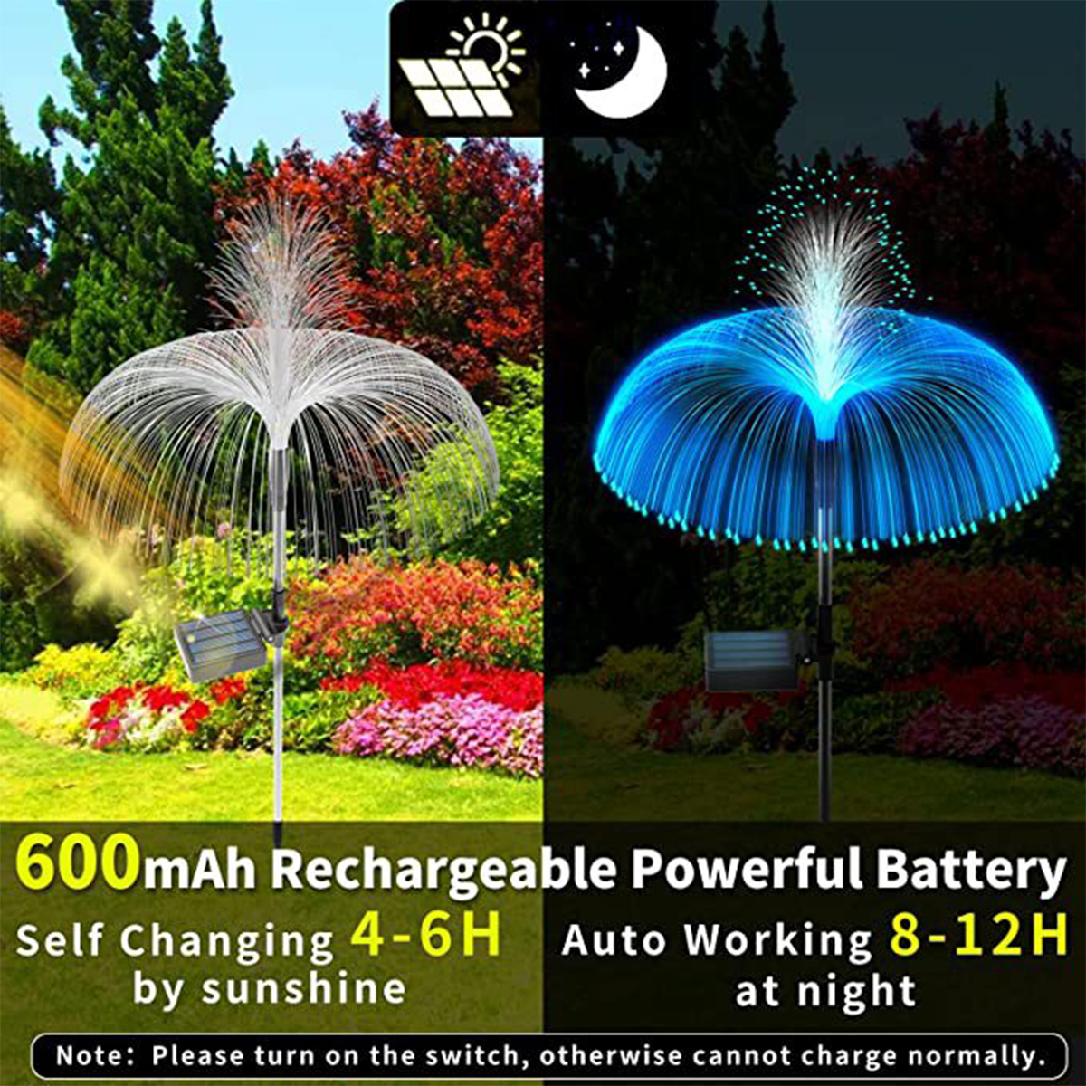 Solar Fiber Optic Single Tier Jellyfish Dog Tail Grass Garden Lawn Lights Patio Lights Landscape Lights Decorative Lights