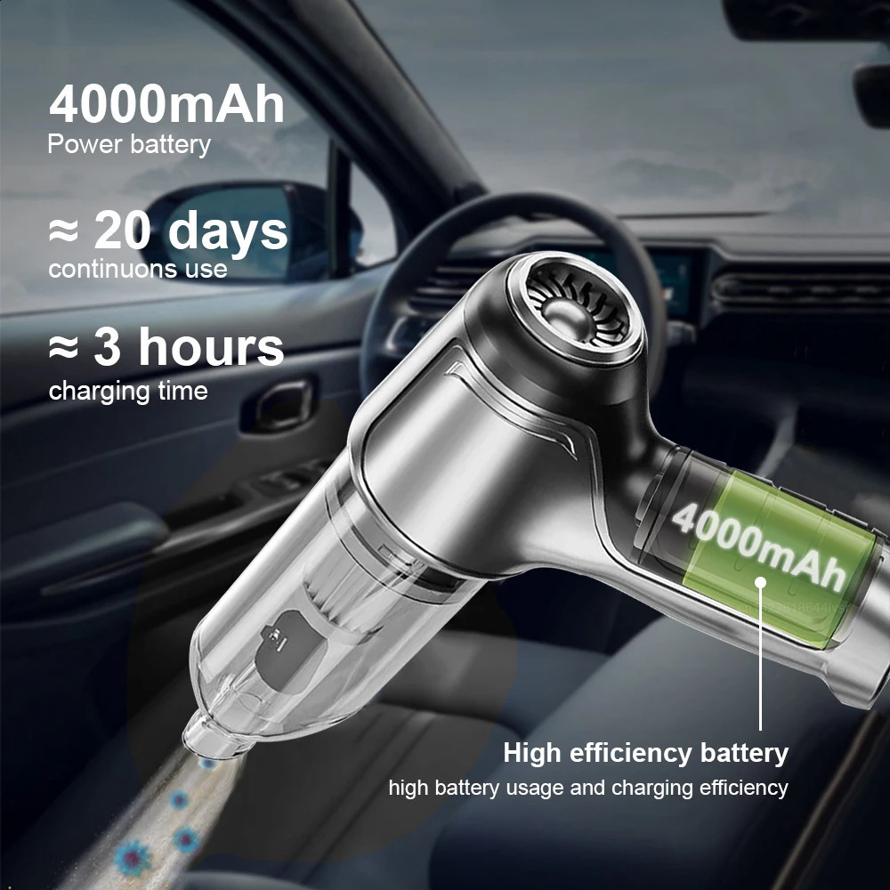 Car Vacuum Cleaner 95000PA Strong Suction Handheld Wireless Vacuum Cleaner Blower 2 in 1 Portable Vacuum Cleaner For Car Home 240724