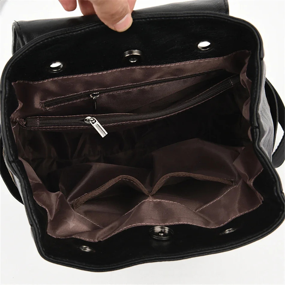 Bagpack Women Backpack Soft Leather Backpacks for Teenage Girls Female School Shoulder Bags for Women 2024 Mochila Sac 250526