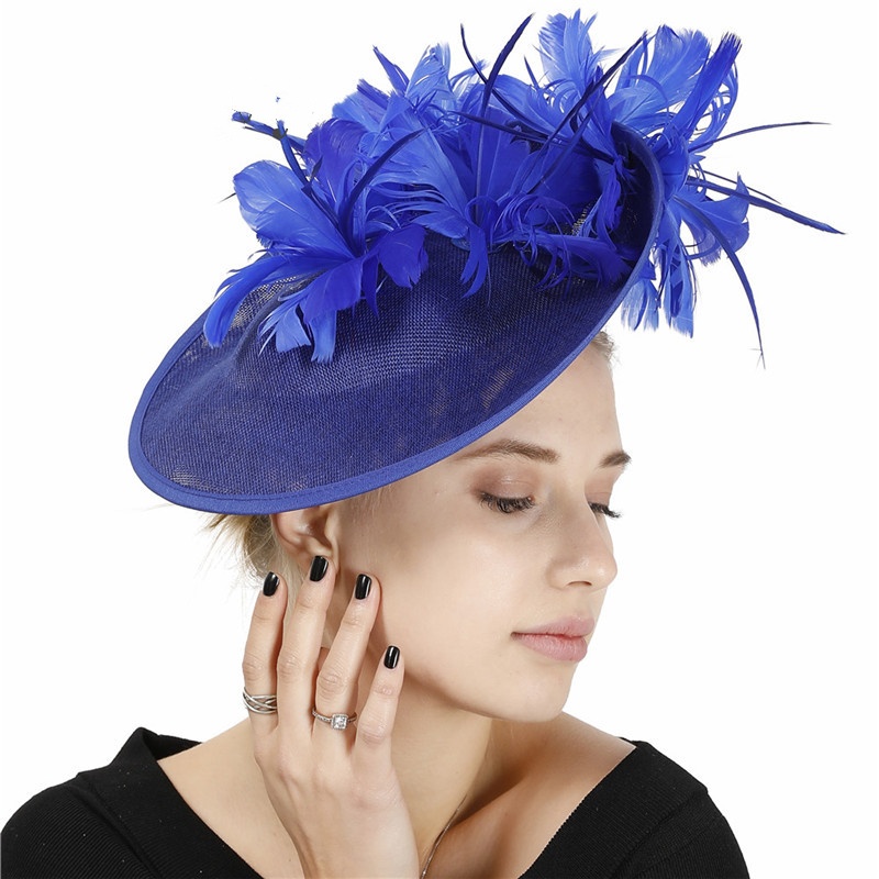 Millinery Caps With Headbands Accessories Imitation Sinamay Derby Cocktail Hat Women Bridal Hair Fascinators Feather Fancy