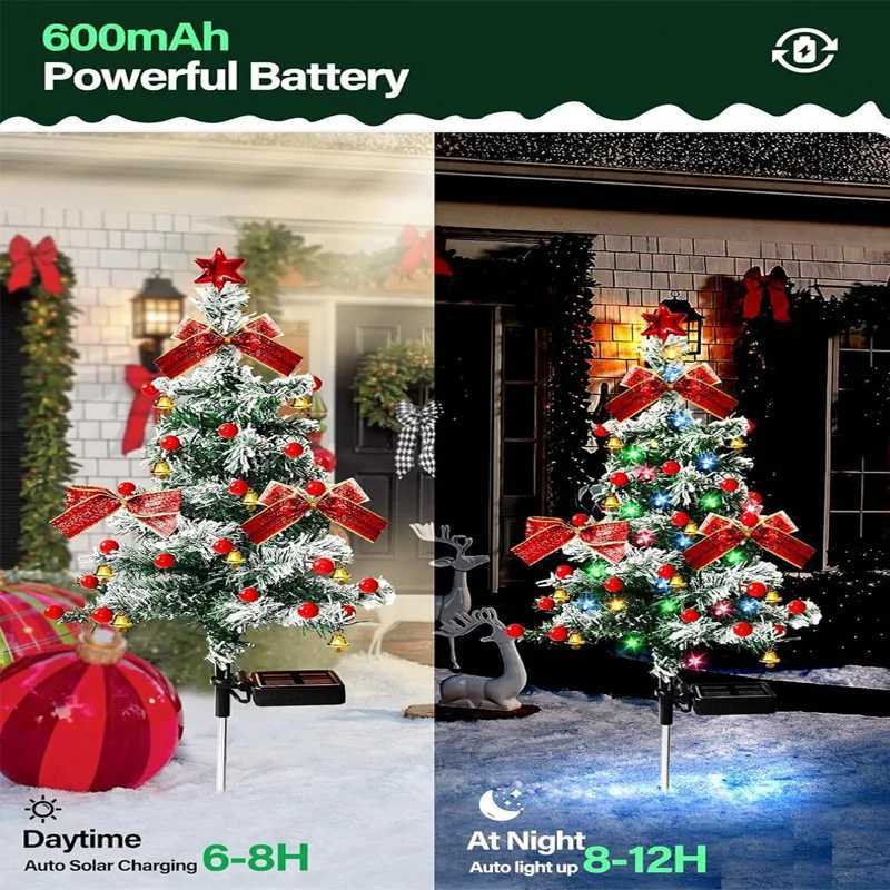Decorations LED Tree Solar Lights Decoration Outdoor Waterproof Lawn Lamps for Pathway Garden Yard Decor Christmas Gifts Q240723
