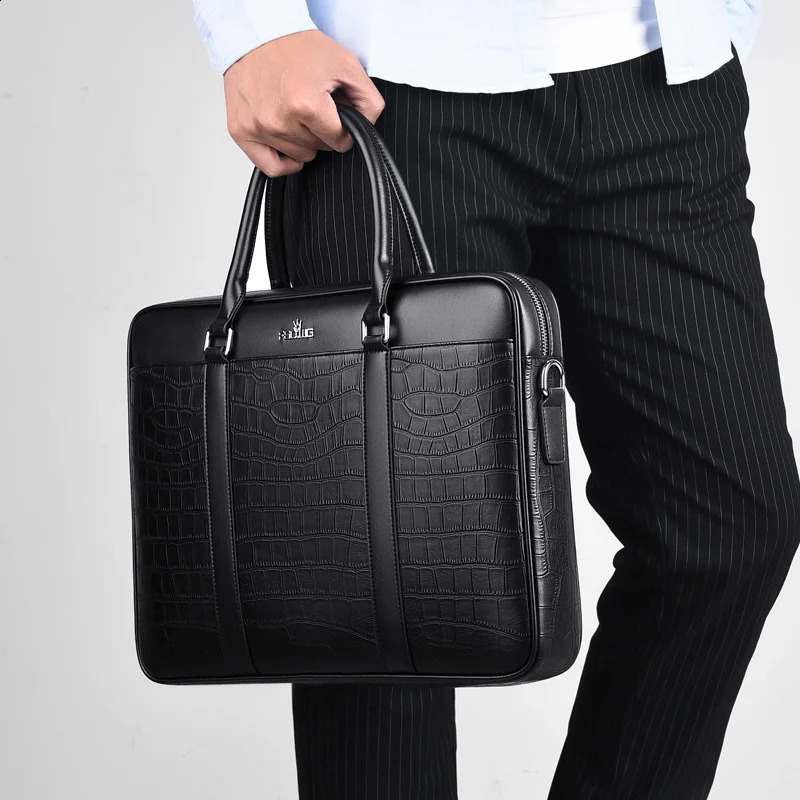 Fashion Men Business Briefcase Laptop Bag For Air DELL HP 14.1 Laptop Handbag For Man Pattern Leather Handbags 240723