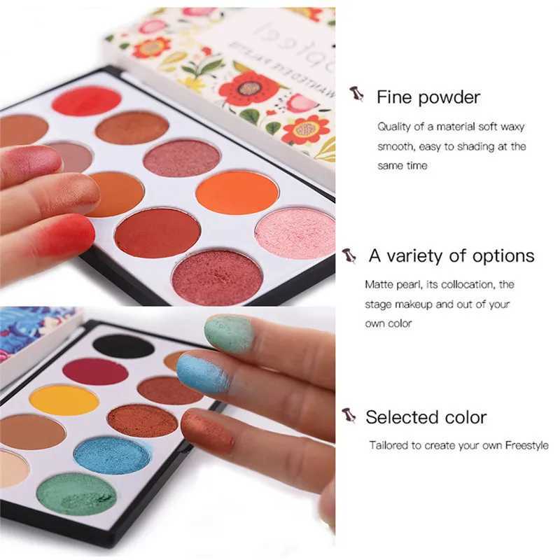 POPFEEL 10 color eye shadow cosmetics matte eye shadow palette shimmer suit professional color pigment matte flash eye shadowW240730