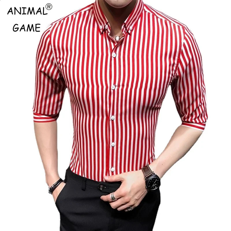 Shirts for Men Korean Slim Fit Half Sleeve Shirt Mens Casual Plus Size Business Formal Loose Wear Chemise Homme 5XL 240724