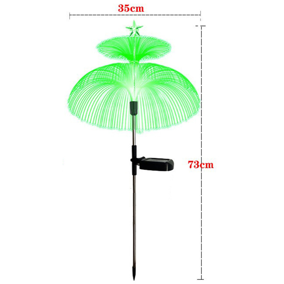 Solar double-layer jellyfish fiber optic holiday courtyard decoration landscape light pentagram rainbow transparent tube ground plug light