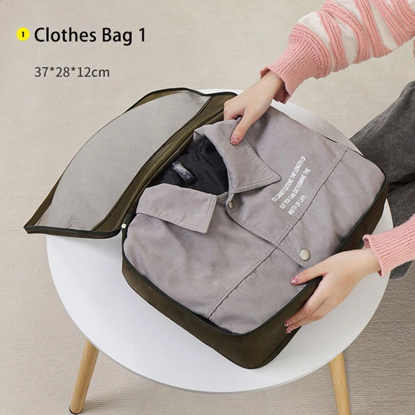 7pcs Set Travel Clothes Bag Luggage Shoes Toiletries Holder Case Portable Packing Wardrobe Bra Sock Pants Organizer Bag Large 240724