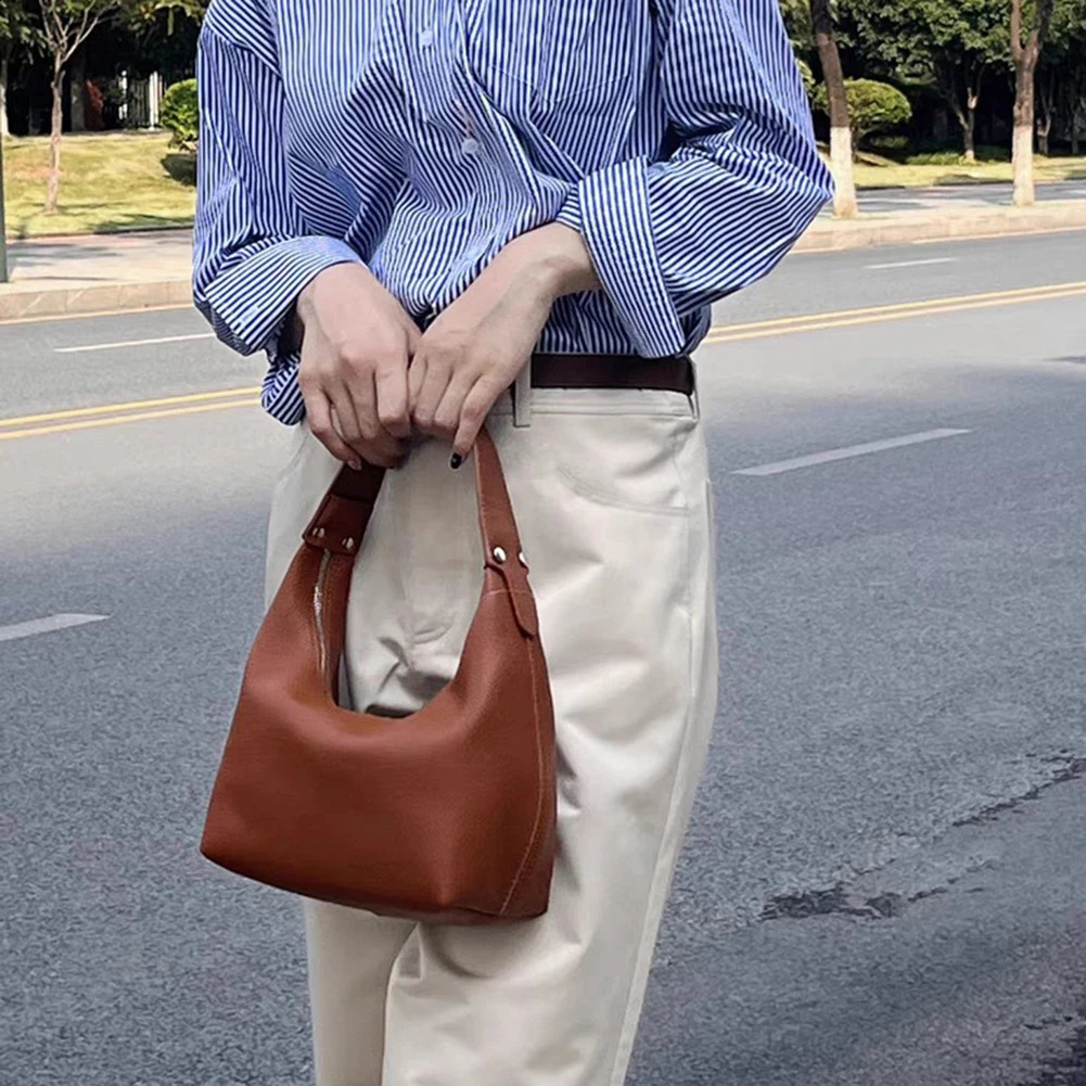Handbags for Women Fashion Small Causal Tote Handbag Female Retro Vegan PU Leather Hobo Clutch Purses Shoulder Bag 250319