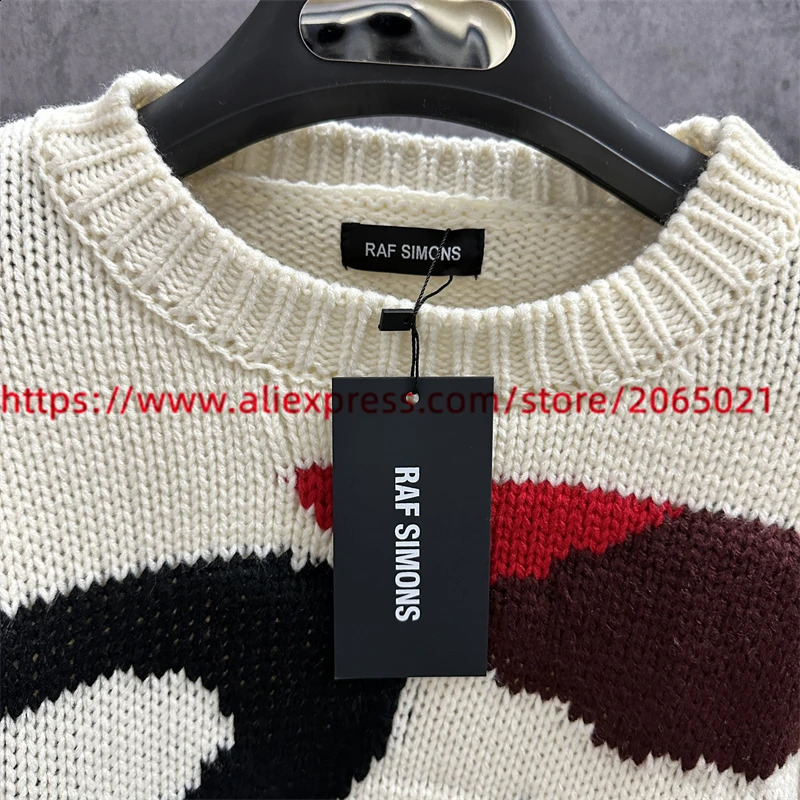Black RAF SIMONS Sweater For Men Women Letter R Oversize Bat Shirt Knit Sweatshirts 240723