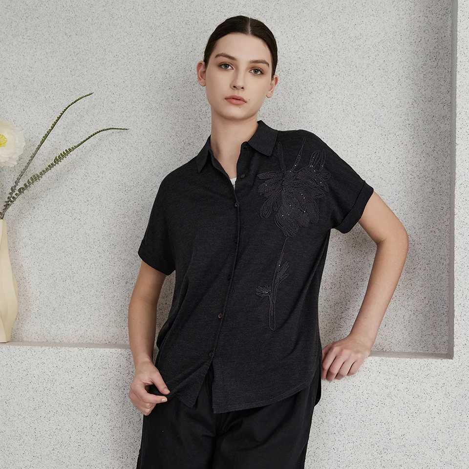 Womens T-Shirt BC-7 Luxury Womens Clothing Merino Wool Pullover Sweaters Woman Silk Cloth Woolen Ladies Clothes Embroidery Polo ShirtL24723