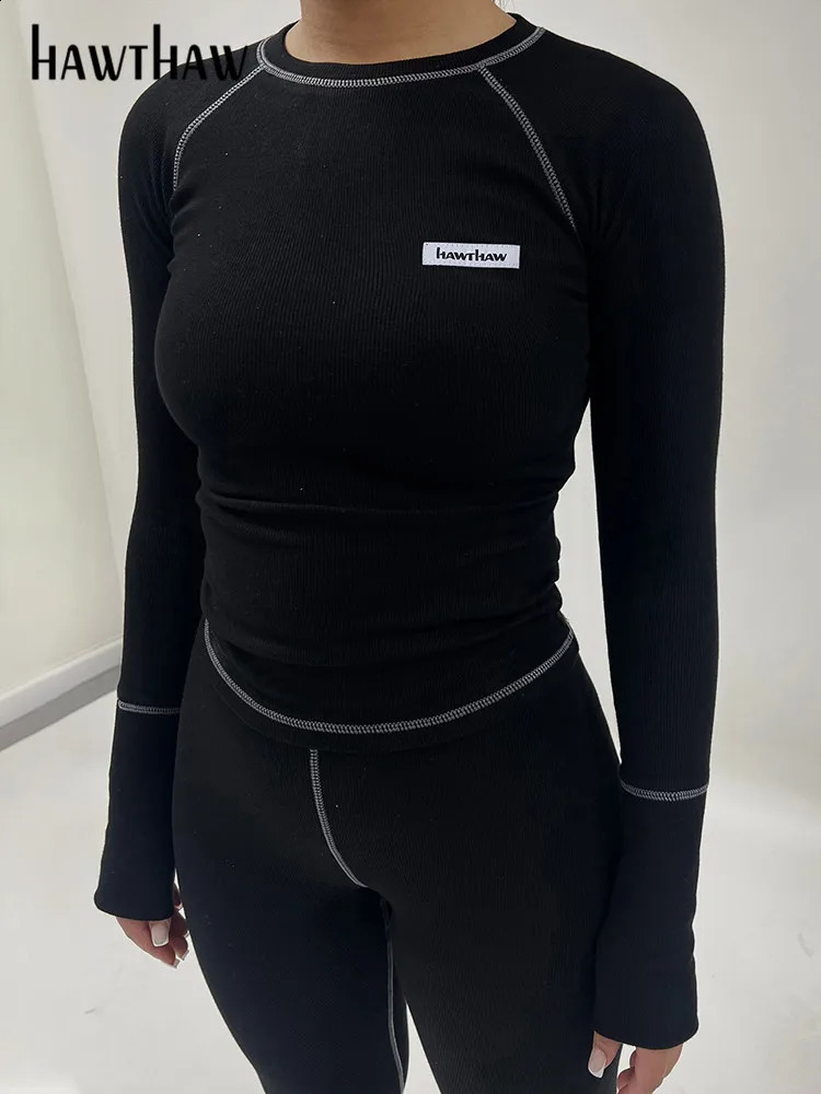 Hawthaw Women Autumn Winter Long Sleeve Tops Long Pants Two Piece Matching Sets Outfits Wholesale Items For Business 240718