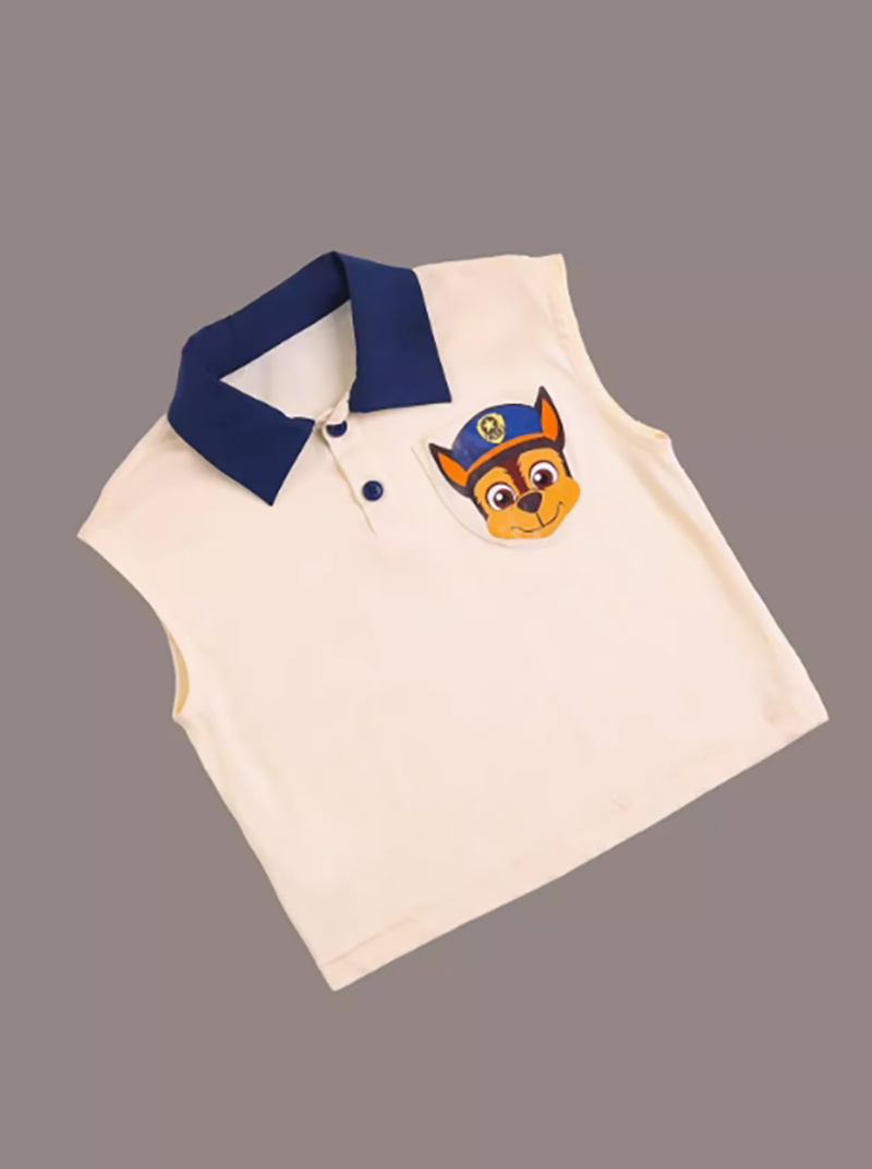 Children's summer light luxury customized boy's polo shirt short-sleeved three-piece set lapel detachable back fisherman pants free bag
