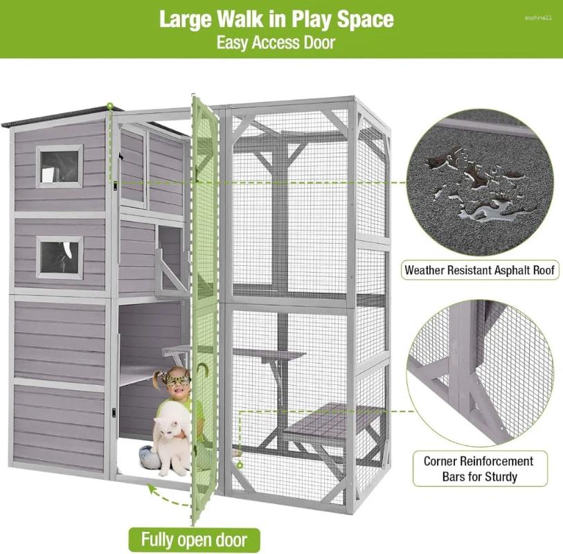 Update Cat Carriers Outdoor Indoor House Cage Large Catio Kitty Enclosures Walk In Condo Playpen -Super 77