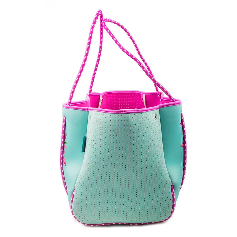 Diving Cloth Beach Bags Printed Flamingo Handbag Outdoor Picnic Womens Large Capacity Shoulder Tote Bag Neoprene 240723