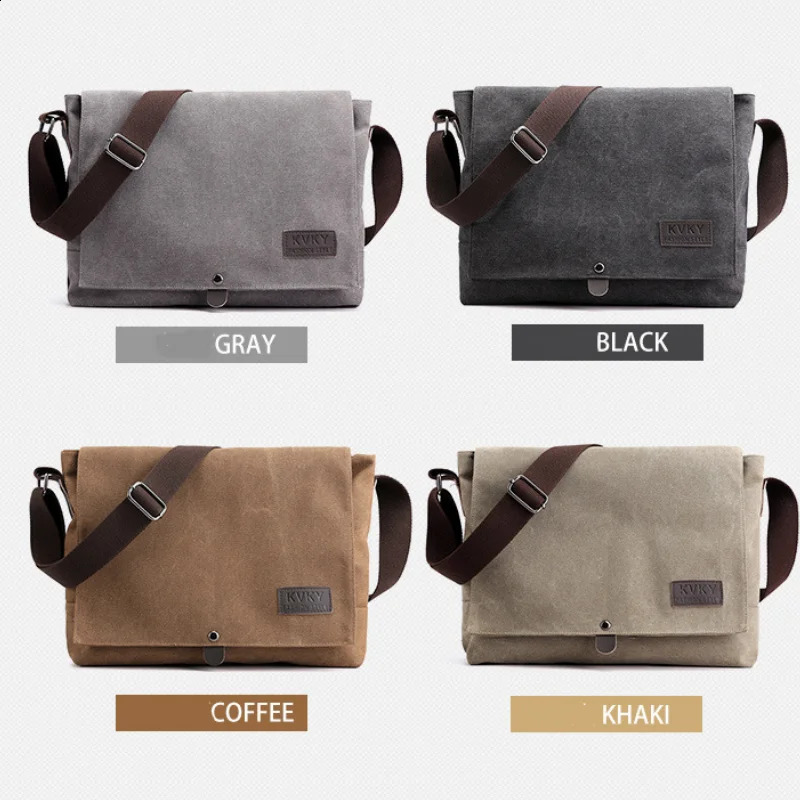 Men Bags Male Canvas Shoulder Unisex Crossbody Messenger Large Retro Satchels for Travel Envelope Briefcase Tote 240723