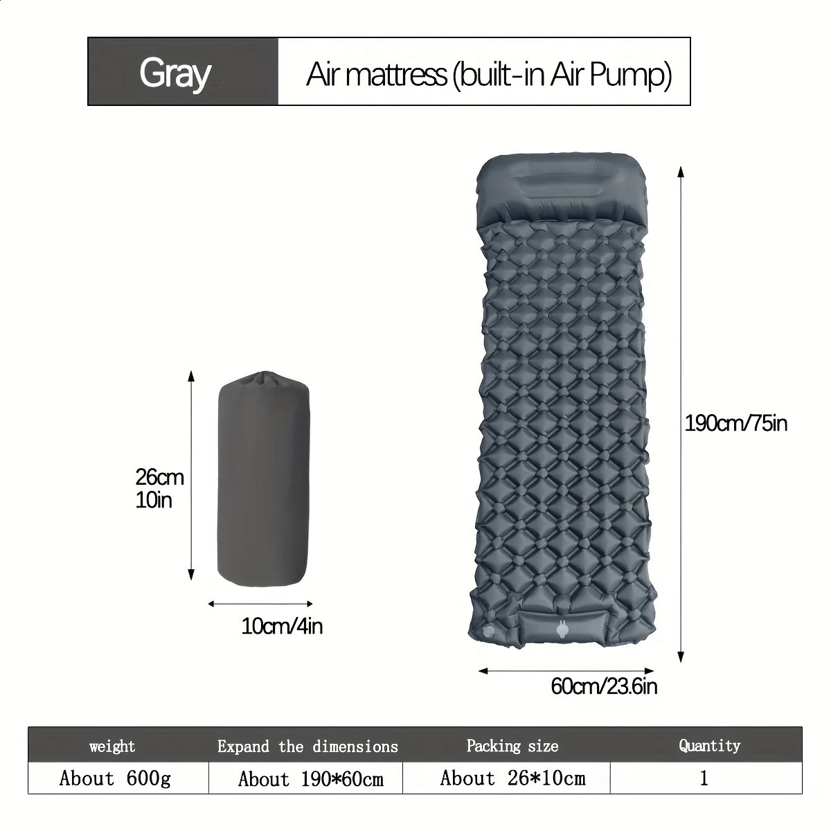Outdoor Camping Inflatable Mattress Sleeping Pad With Pillows Ultralight Air Mat Built In Inflator Pump Hiking 240716