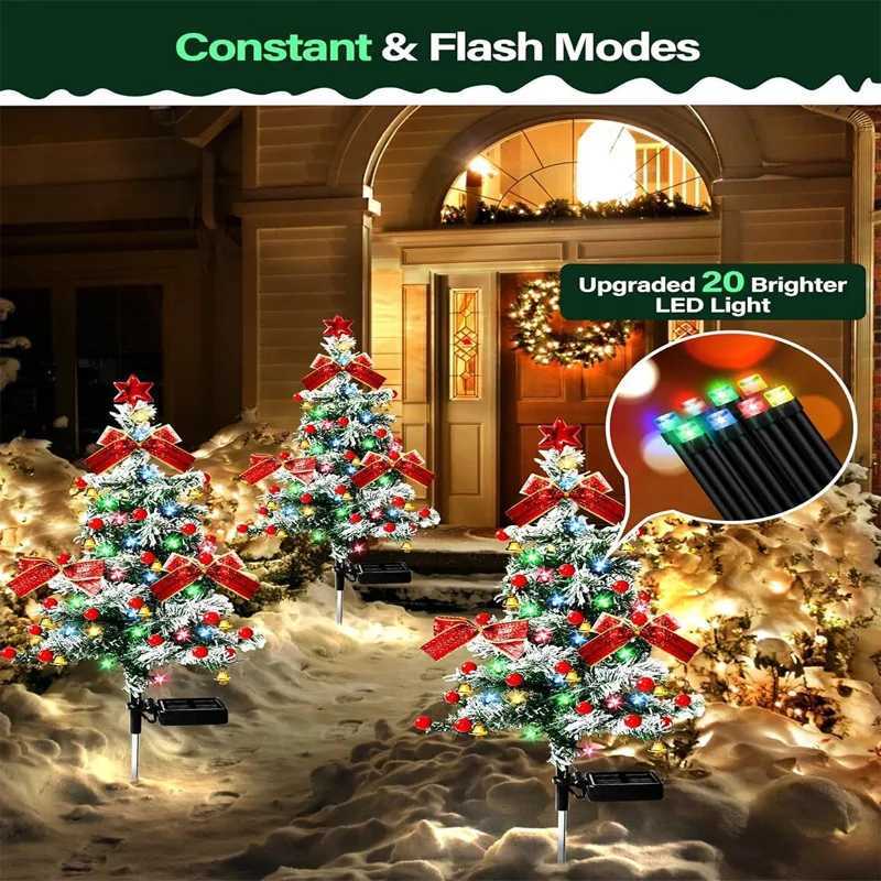 Decorations LED Tree Solar Lights Decoration Outdoor Waterproof Lawn Lamps for Pathway Garden Yard Decor Christmas Gifts Q240723