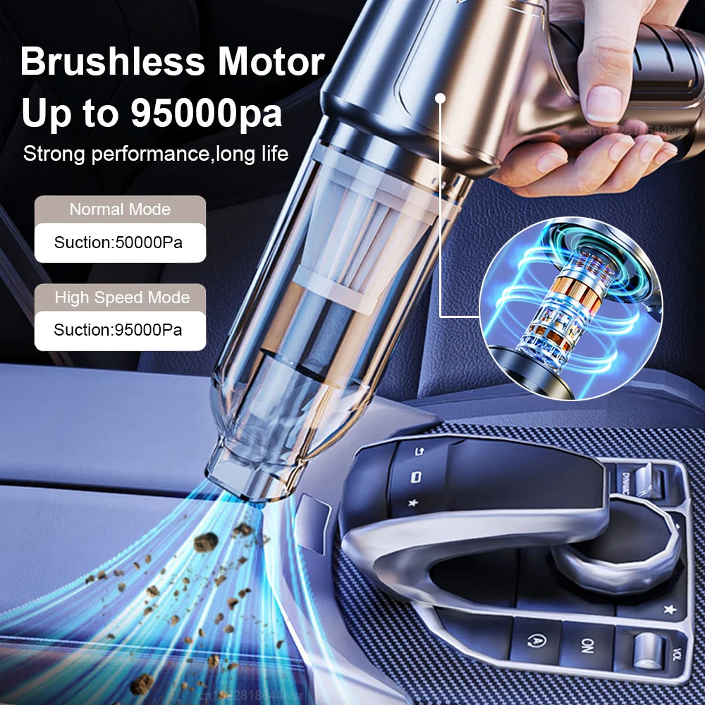 Car Vacuum Cleaner 95000PA Strong Suction Handheld Wireless Vacuum Cleaner Blower 2 in 1 Portable Vacuum Cleaner For Car Home 240724