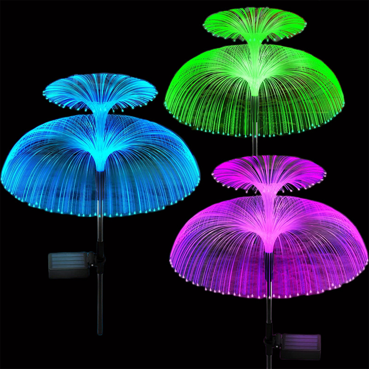New Solar Fiber Optic Double Jellyfish Light Fiber Optic Butterfly Jellyfish Decorative Light Ground Plug Light Series