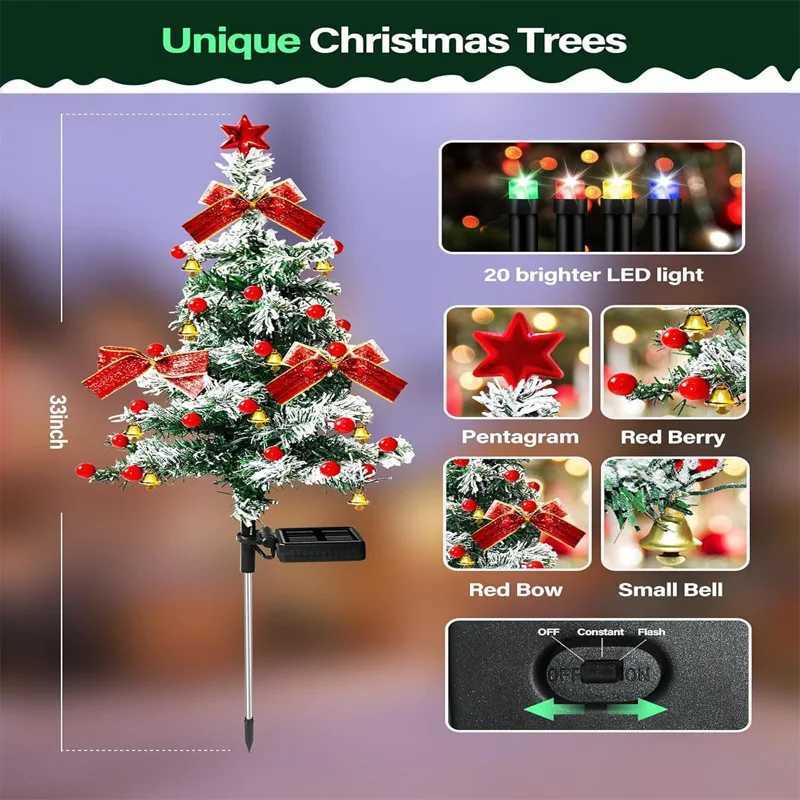 Decorations LED Tree Solar Lights Decoration Outdoor Waterproof Lawn Lamps for Pathway Garden Yard Decor Christmas Gifts Q240723