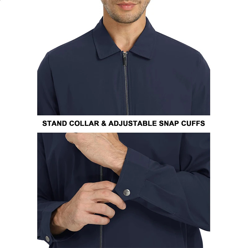 MAGCOMSEN Mens Zip-Front Golf Jacket Spring Summer Casual Jacket Solid Color Turn-down Collar Outerwear Hiking Fishing Travel 240719