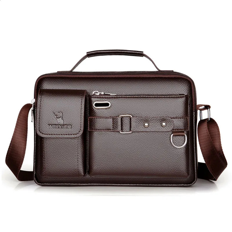 Fashion Mens Shoulder Bag Business Man Crossbody Bags PU Leather Male Handbag Briefcase Travel Messenger 240723