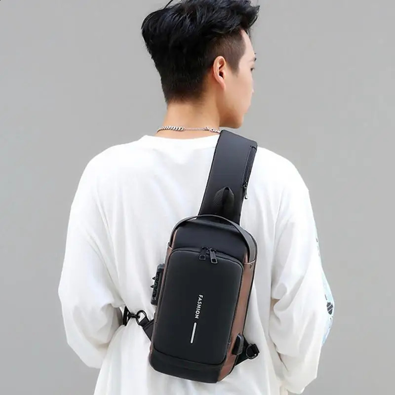 The latest mens antitheft luggage shoulder USB charging cross body bag school short distance travel messenger gym sling sports 240919