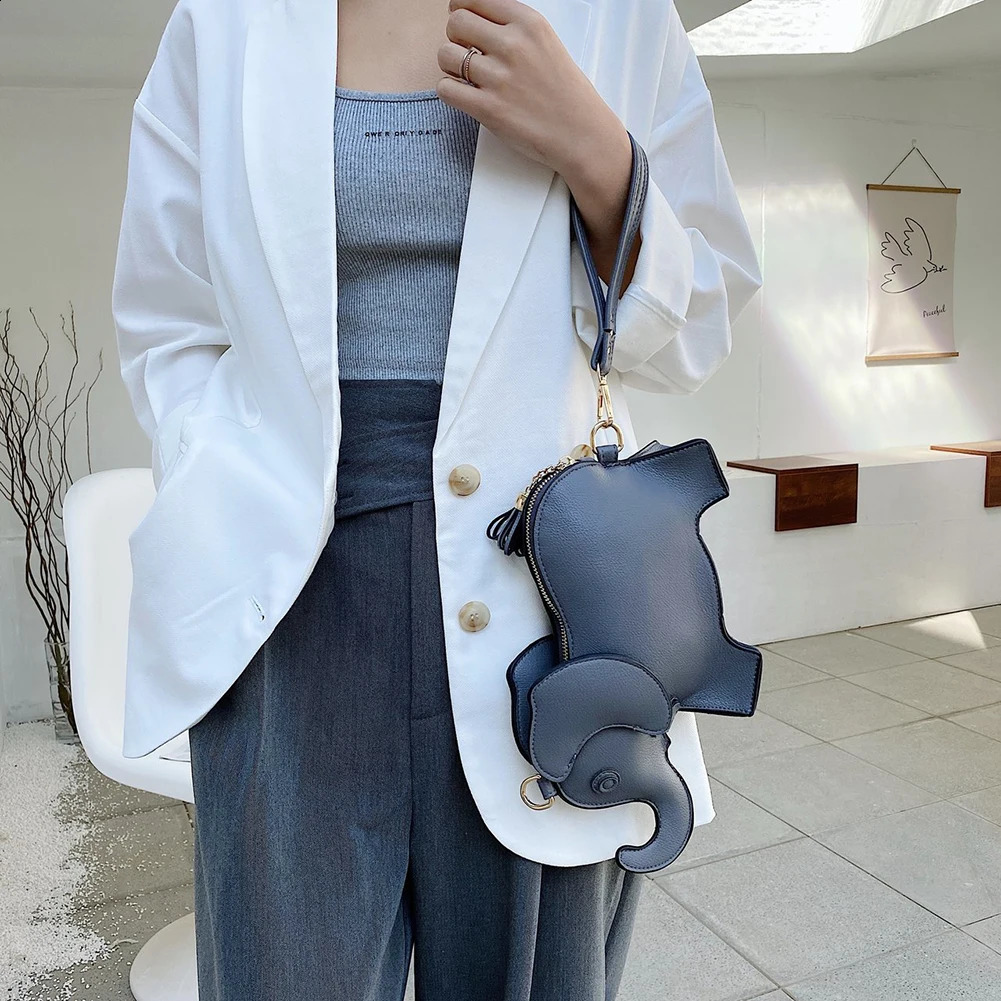 Ship from U.S. Fashionable womens cross body messenger bag interesting elephant shaped shoulder bag er casual wallet womens wrist bag 250228FBB