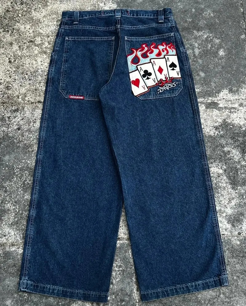 Y2K Men clothing JNCO baggy jeans Hip Hop Harajuku high quality Embroidered jeans streetwear men women aesthetic wide leg jeans 240717