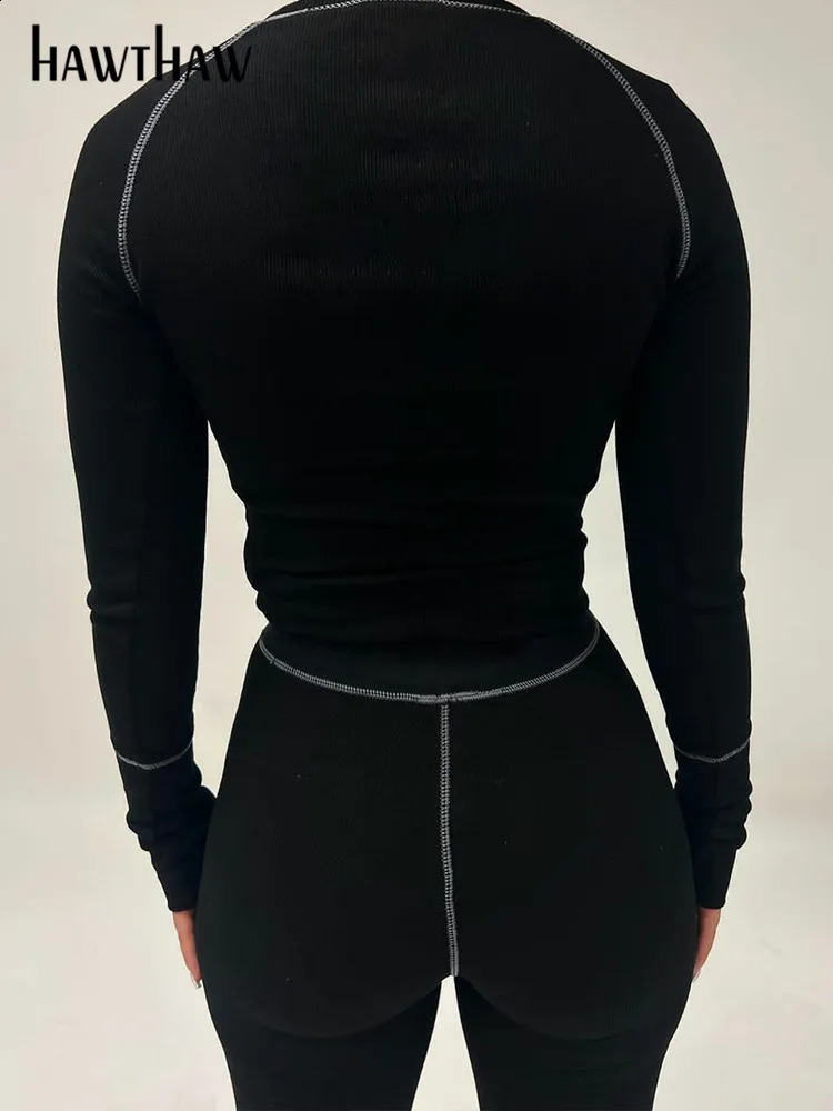 Hawthaw Women Autumn Winter Long Sleeve Tops Long Pants Two Piece Matching Sets Outfits Wholesale Items For Business 240718