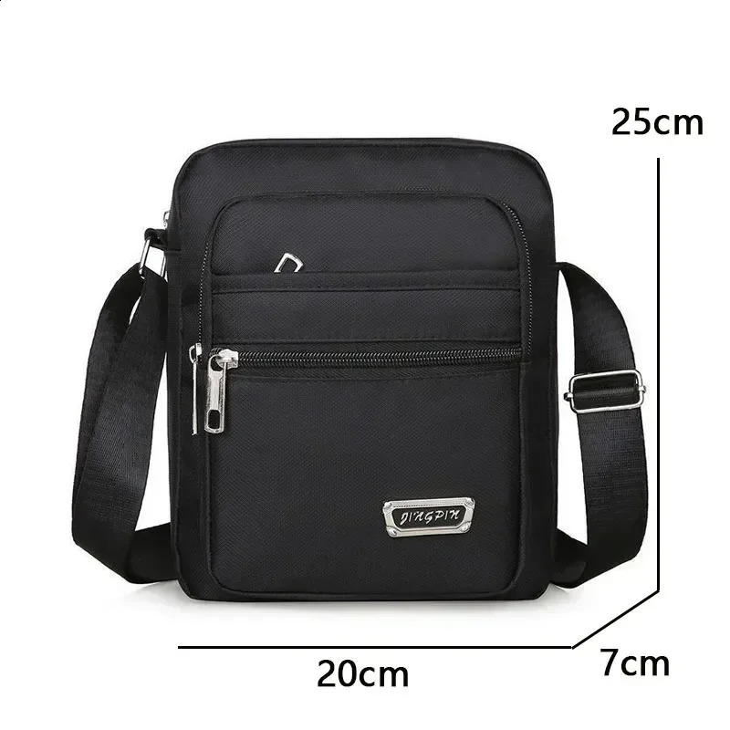 Men Nylon Shoulder Bag Messenger Casual Waterproof Zipper Pocket Handbag Fashion Tote Travel Male Crossbody Bags 240723