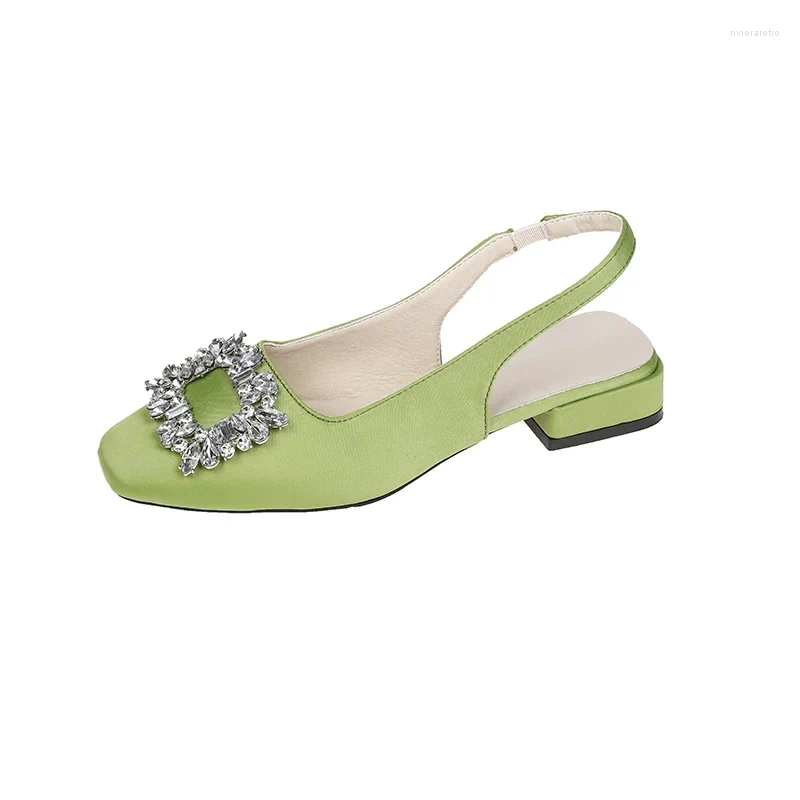 Dress Shoes Crystal Mid Heels Women Sandals Party Summer Chunky Slippers Designer Sexy Pumps Fad Flip ps Woman