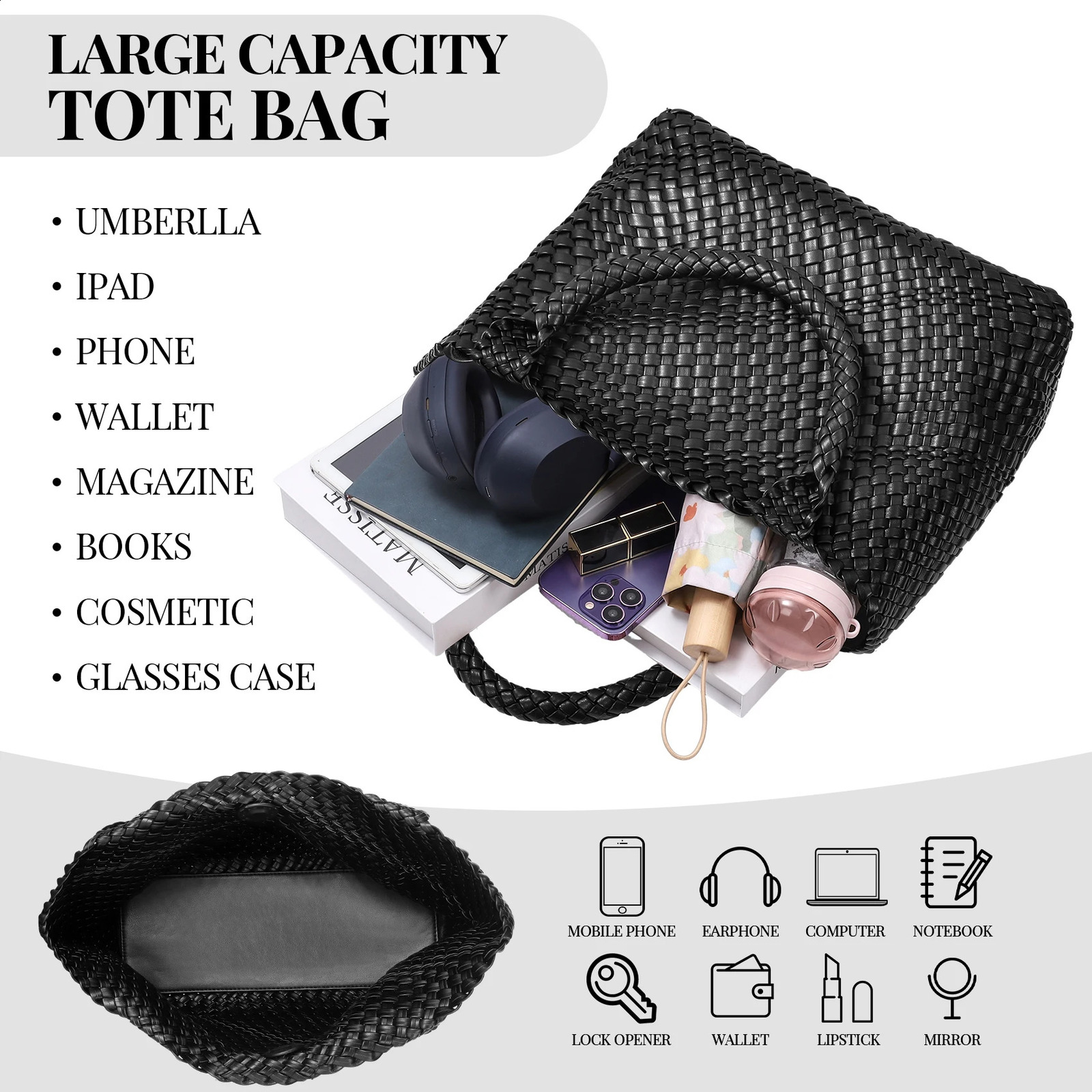 Womens fashionable handle shoulder bag soft vegan leather work summer beach travel handbag with wallet 241014