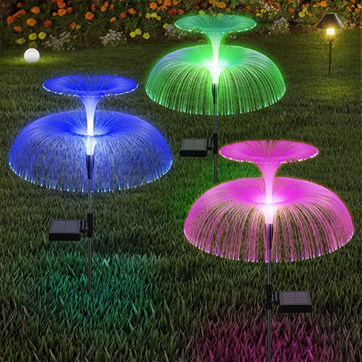 Solar Powered Double Layered Jellyfish Reed Layered Jellyfish Star Moon Jellyfish Garden Lawn Lamps Garden Lights Landscape Lights Decorative Lights