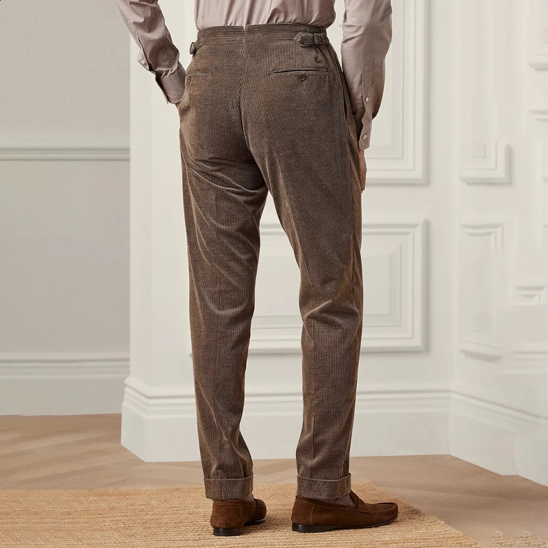Cotton Corduroy Mens Pants SpringSummer Product British Fashion Elegant Style Brown Custom 240905