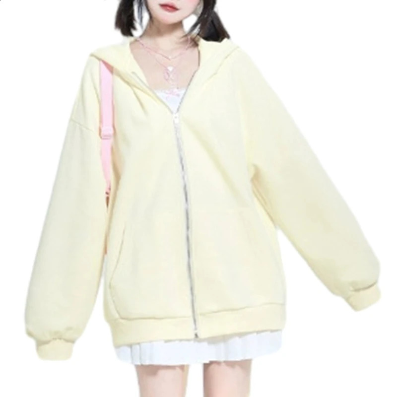 Women Long Sleeve Oversized Sweatshirt Coat Long Rabbit Ears Hoodies Jackets 240724