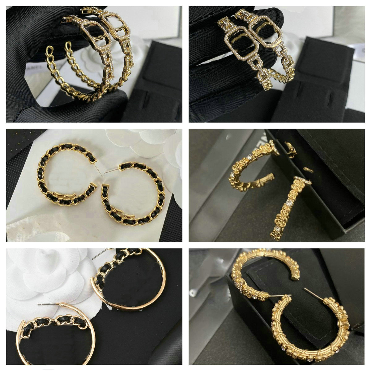 Gold Hoop Earrings For Women Lady Girls Ear Studs Set Designer Jewelry Earring Valentine's Day Gift engagement for Bride