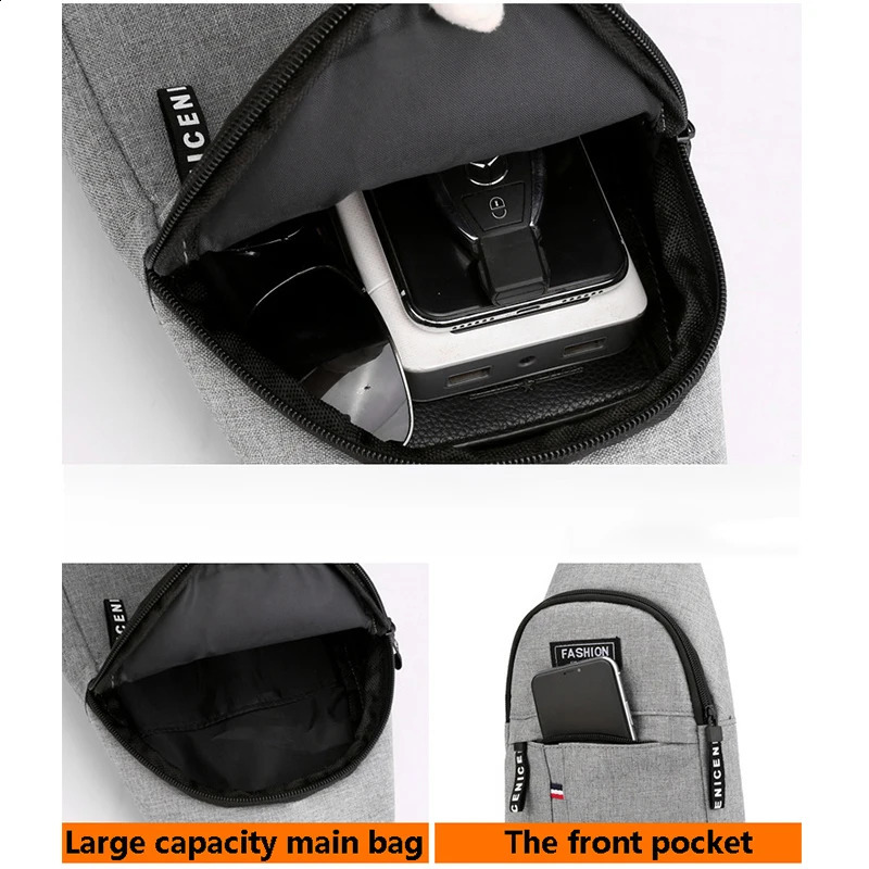 Men Fashion Multifunction Shoulder Bag Crossbody On Travel Sling Pack Messenger Chest For Male 240723