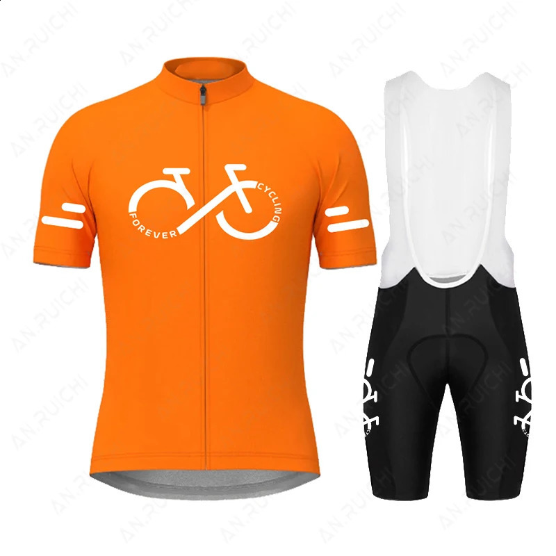 Orange Cycling Jersey Set Men Short Sleeve Cycling Clothing MTB Bike Uniform Ropa Maillot Ciclismo Summer Road Bicycle Wear 240722