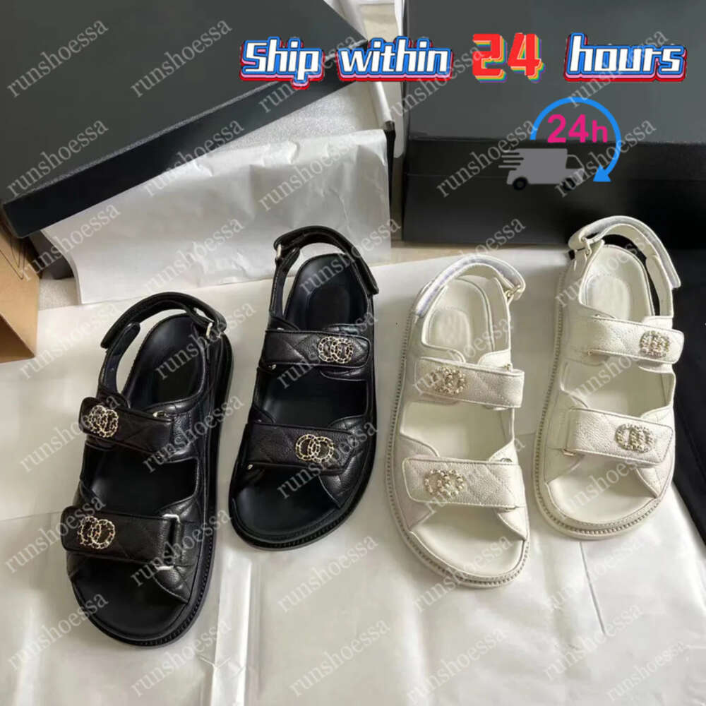 Women sandale Calfskin Dad chan shoes C Sandals Quilted Designer Sandles Shoes Platform Flats Low Heel Wedge Diamond Buckle Chan Sandal Slip On Ankle Strap Flip