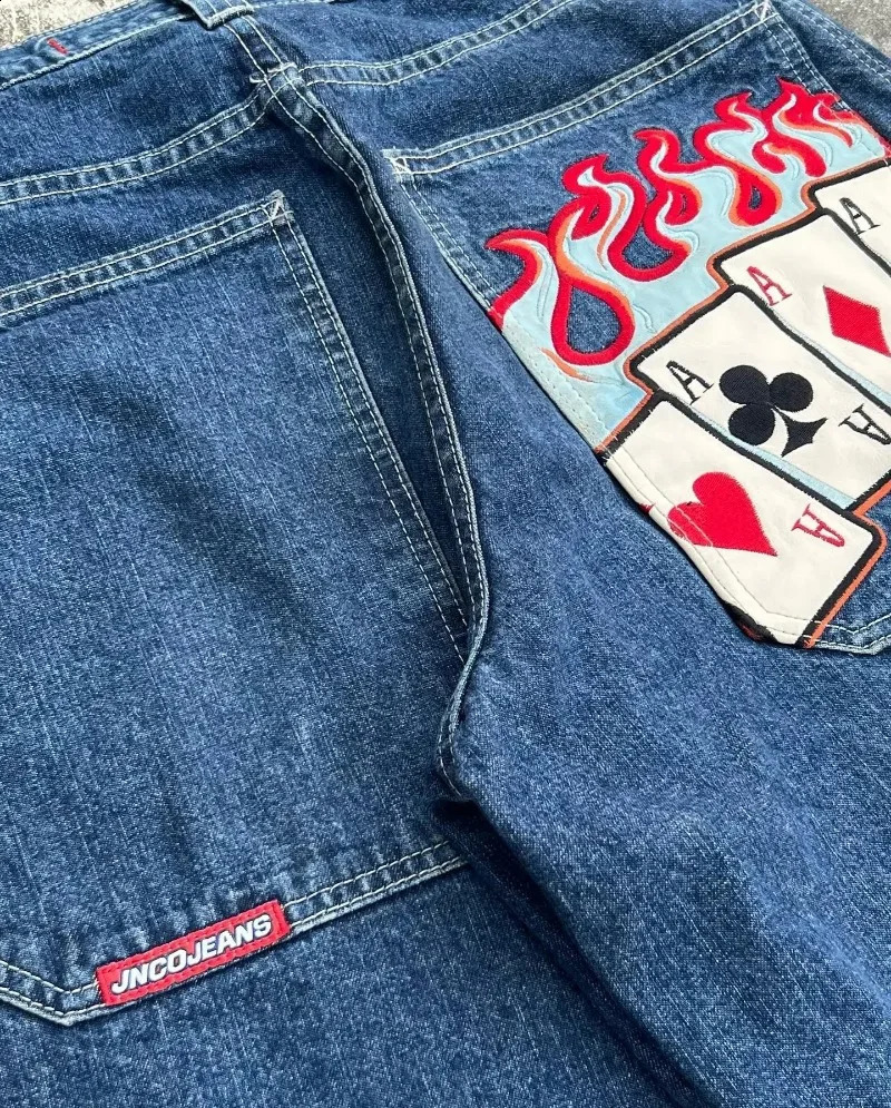 Y2K Men clothing JNCO baggy jeans Hip Hop Harajuku high quality Embroidered jeans streetwear men women aesthetic wide leg jeans 240717