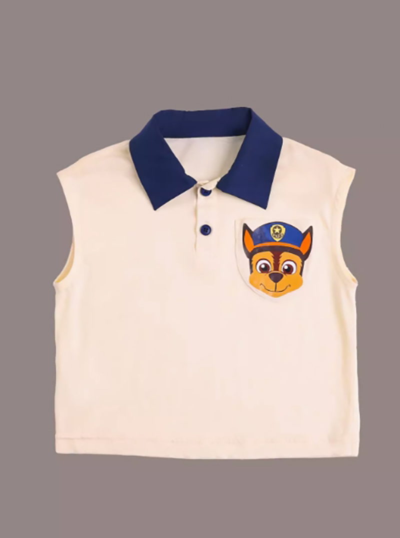 Children's summer light luxury customized boy's polo shirt short-sleeved three-piece set lapel detachable back fisherman pants free bag
