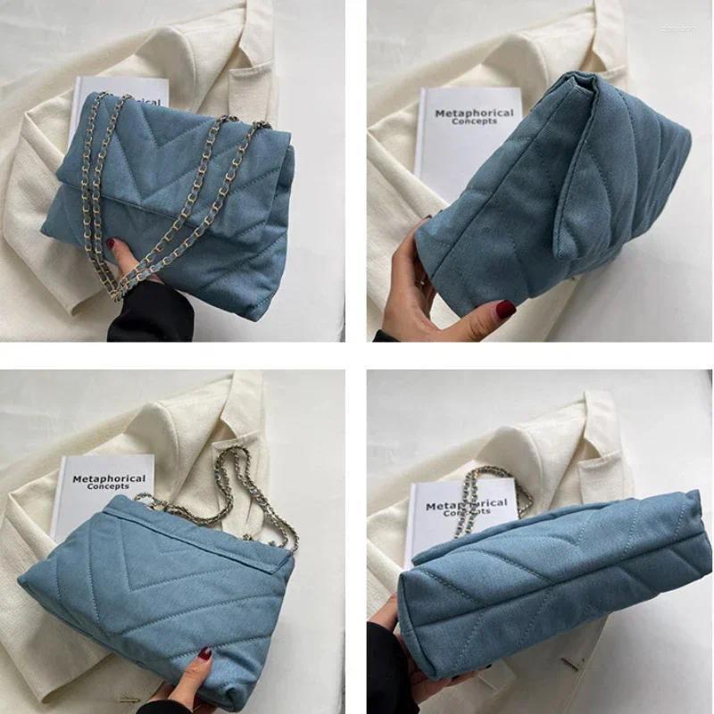 Free Shipping Shoulder Bags Vintage Bag For Women Denim Blue Dia Messenger Large Capacity Work Study Street Tote Purses And Handbags Designer Bag Luxu