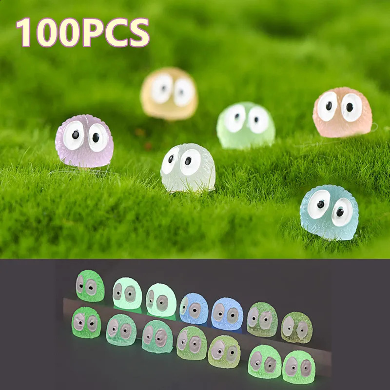100 luminous Briquettes Elfs black ball mini home decoration Elf fairy garden DIY accessories desktop 240724