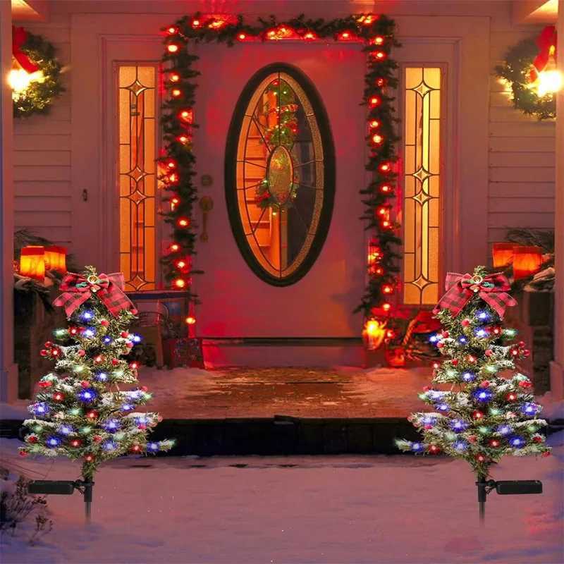 Decorations LED Tree Solar Lights Decoration Outdoor Waterproof Lawn Lamps for Pathway Garden Yard Decor Christmas Gifts Q240723
