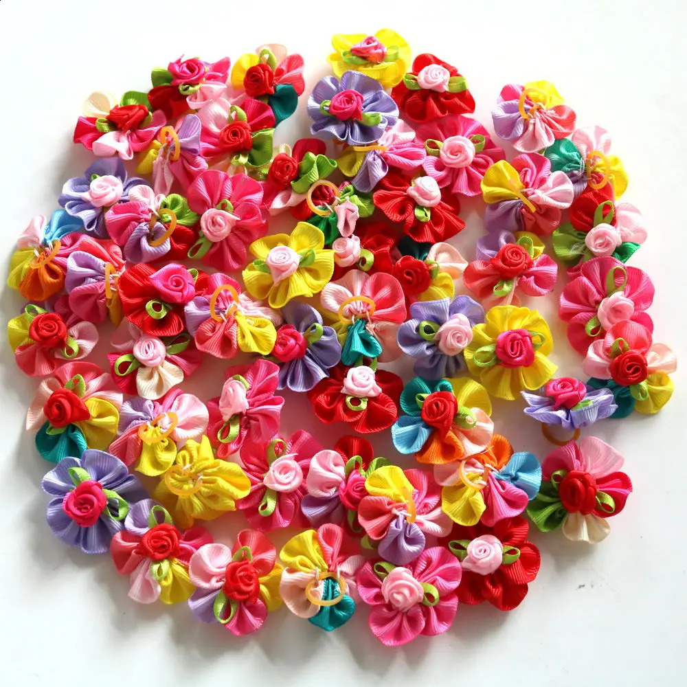 100pcs Dog Grooming Bows Pet Dog Cat Hair Bows Rubber Bands Pet Supplies Hair Accessories products for small dogs 240723